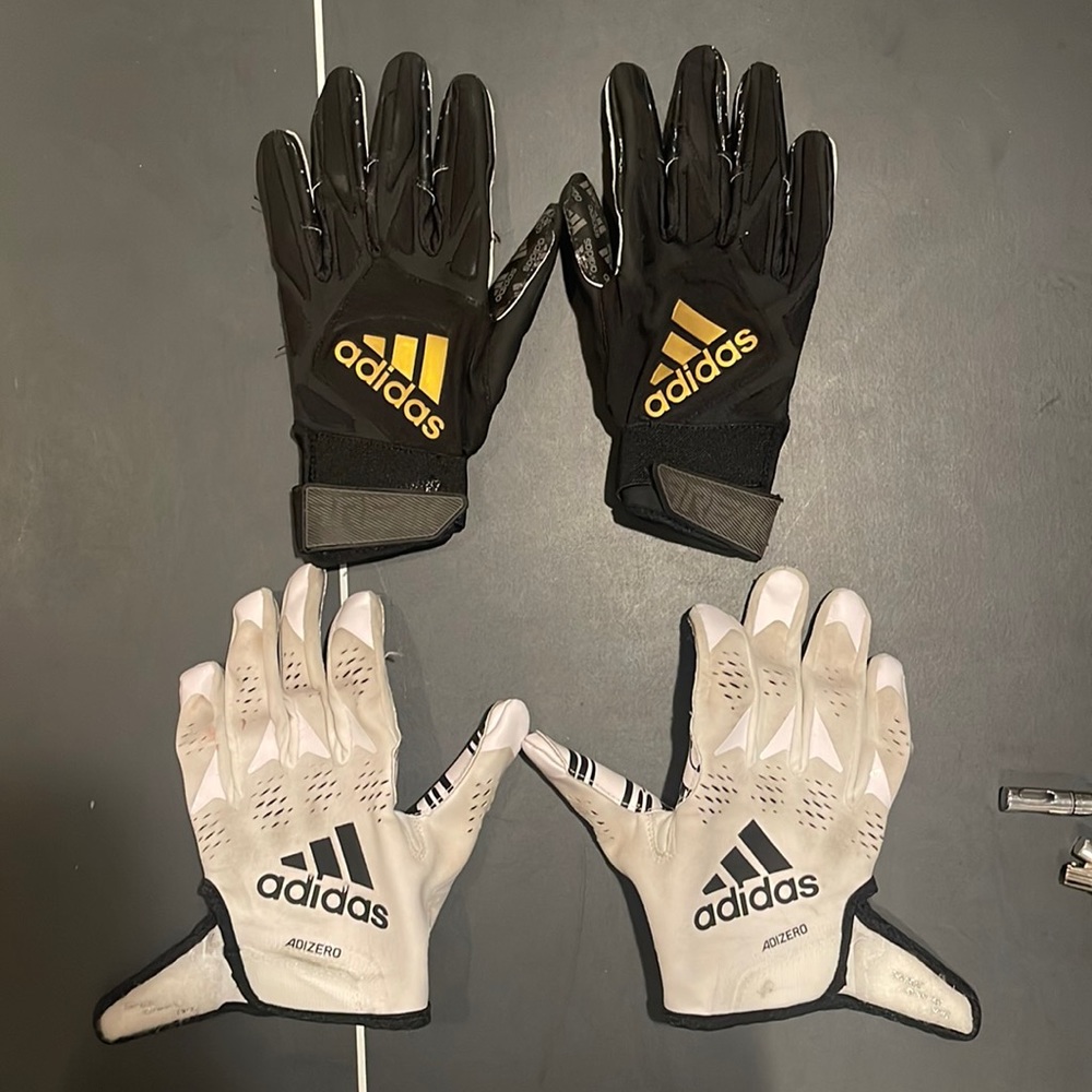 BUNDLE: ADIDAS Adizero and Freak football gloves.